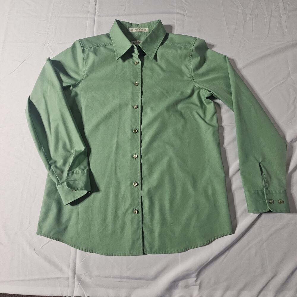 Orvis Womens Green Carefree Button Down Shirt Long Sleeve Size S (6)